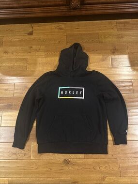 Hurley Black Pullover Hoodie with Multicolor Logo